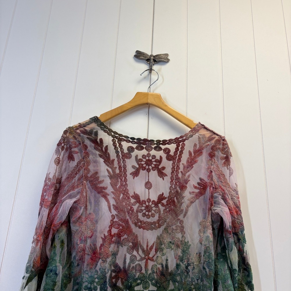 Anna-Kaci Boho Chic Fairy Embroidered Mesh Kimono Cardigan Women Size OS Whimsy - Picture 8 of 9